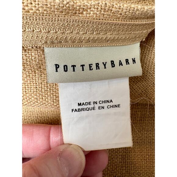 POTTERY BARN 2 Jute Braid Linen Neutral 20" Pillow Cover Coastal Minimalist Boho - Picture 8 of 15